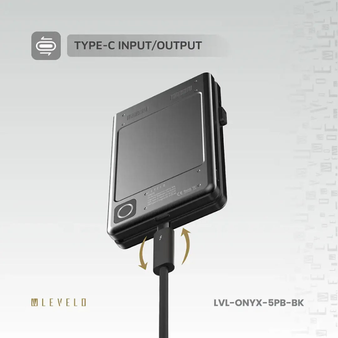 Levelo Onyx Portable 5000mAh 3 in 1 Cardholder Power Bank, 5 Card Slot
