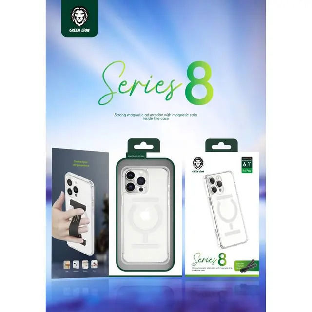Series 8 Transparent Case with Strong Magnetic Adsorption Strip iPhone 14 Pro - Clear