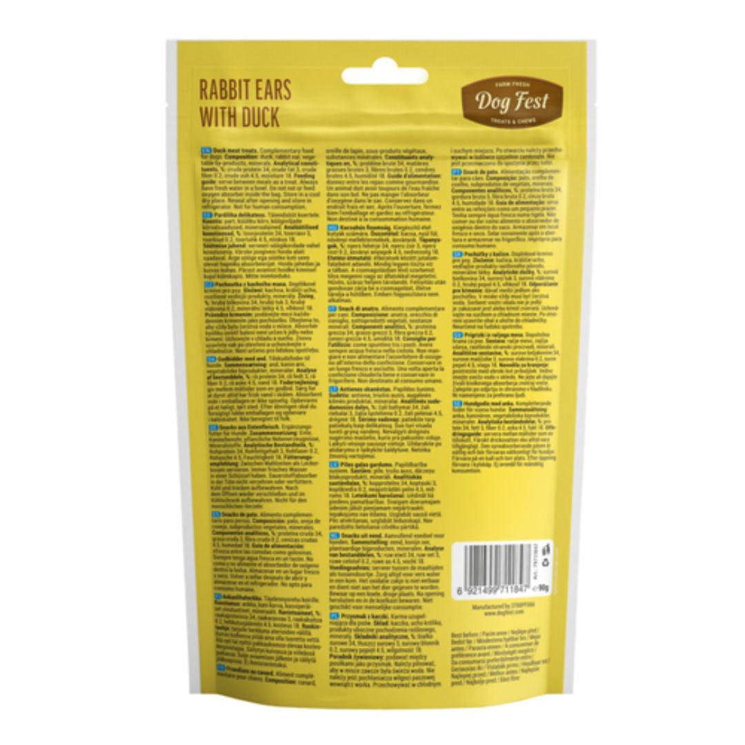 Dog Fest Rabbit Ears With Duck For Adult Dogs, 90gm