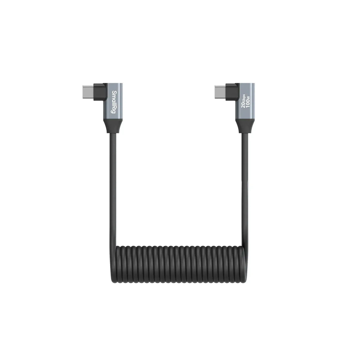 SmallRig Dual Right-Angle USB-C to USB-C Coiled Data Cable, Flexible Stretch