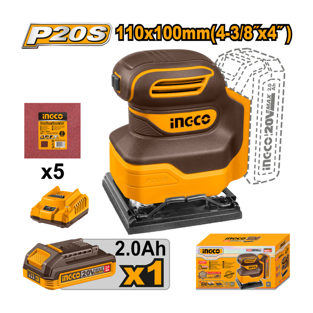 INGCO Cordless Sheet Sander, 20V