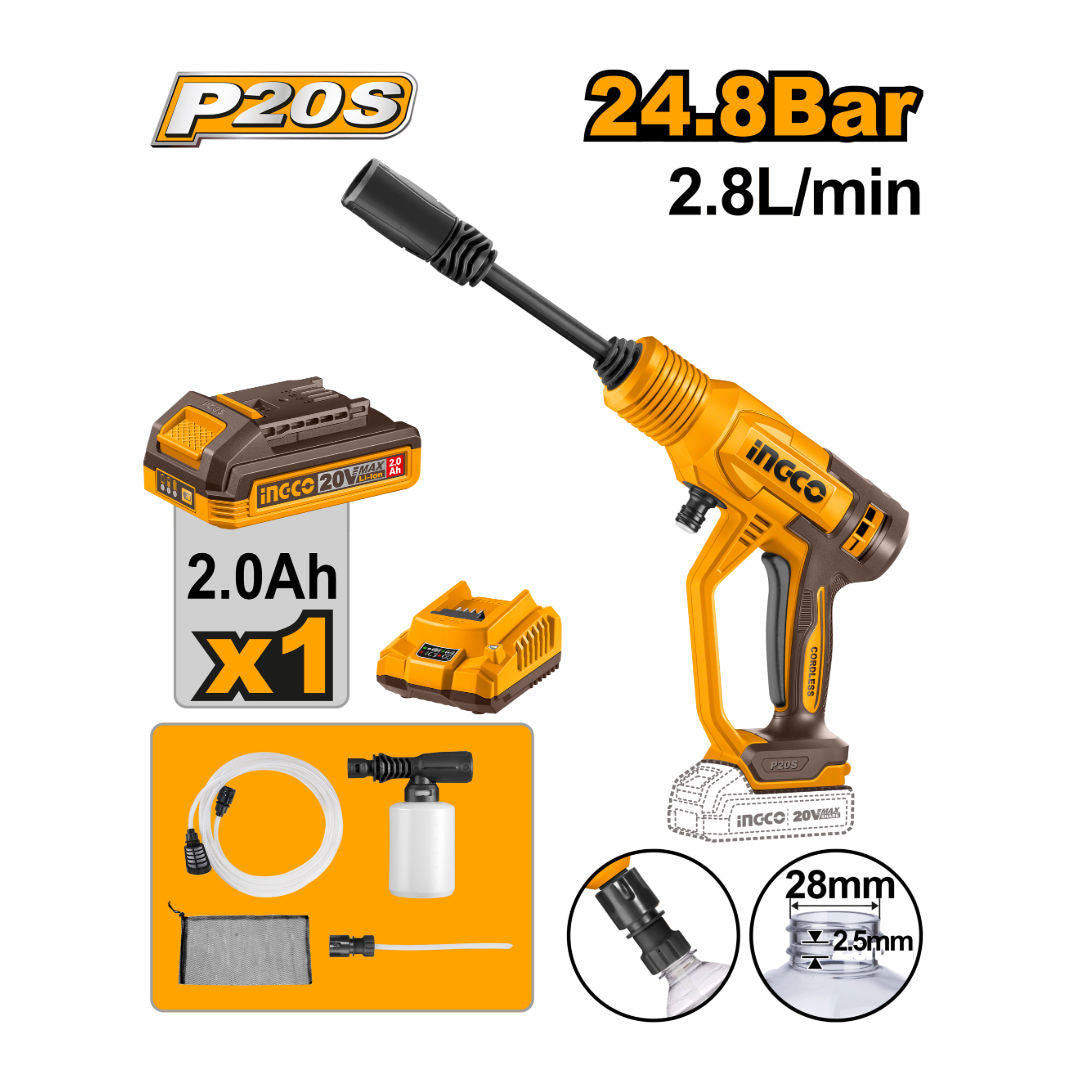 INGCO Cordless Pressure Washer, 20V