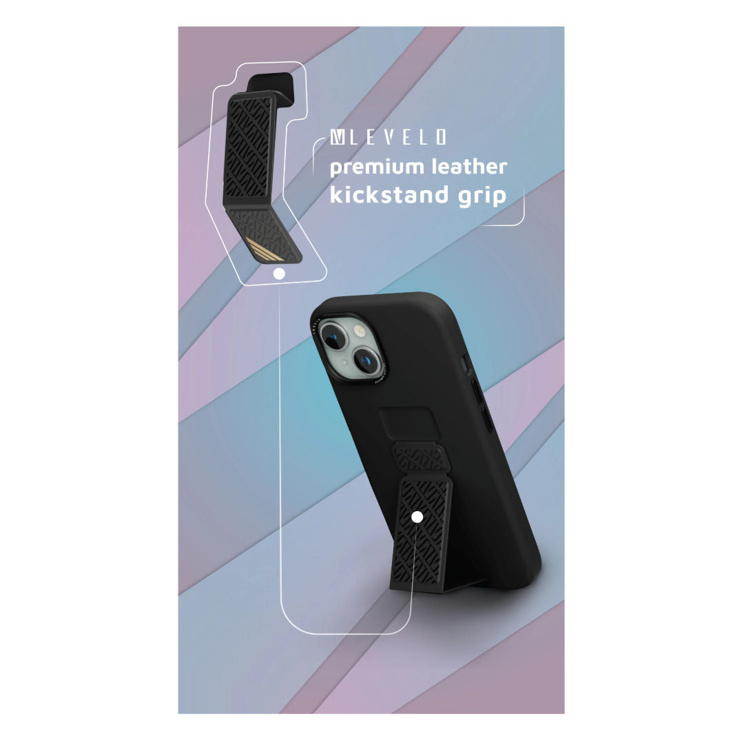 Levelo Morphix Silicone Case With Leather Grip For iPhone, 15 Series