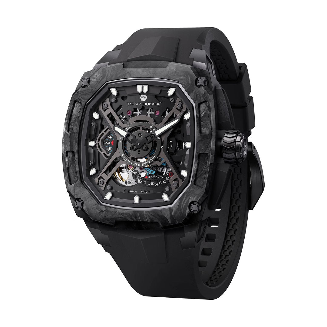 TSAR Bomba Men's Automatic Black Case Blalck FKM Rubber Watch