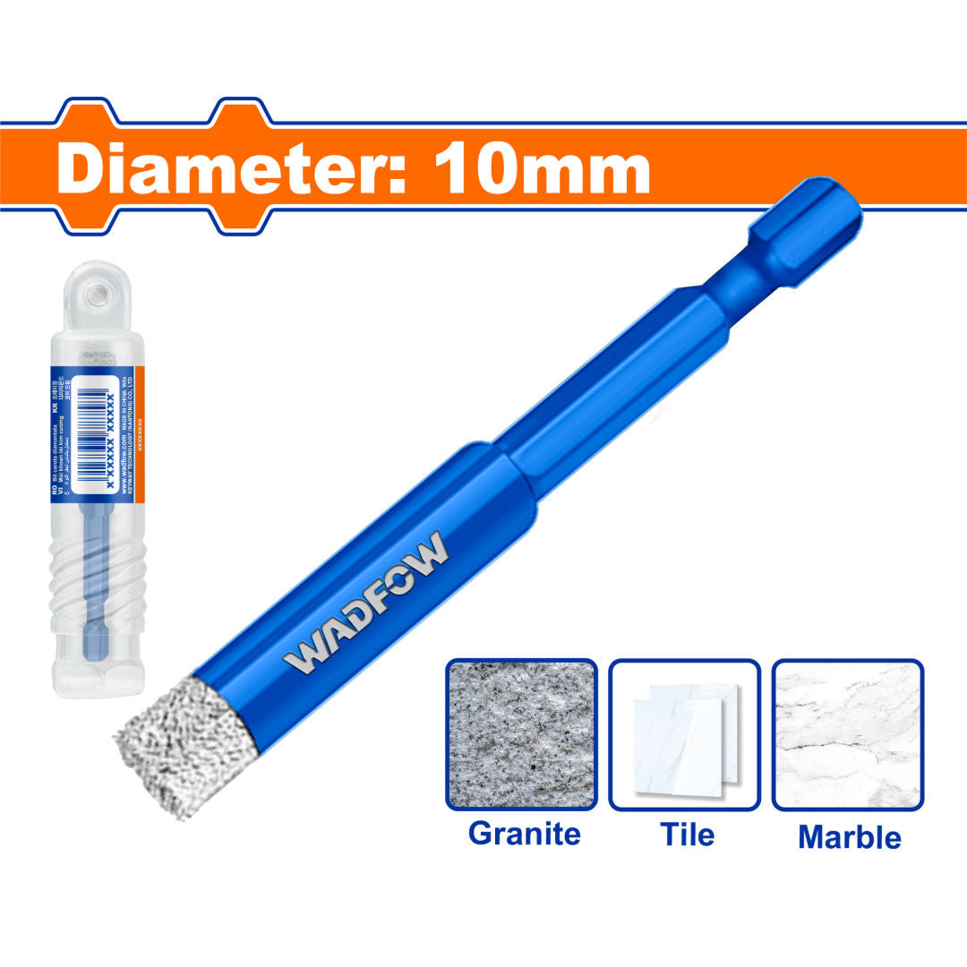 WADFOW Brazed Diamond Core Drill Bit, 5mm to 16mm, 1/4″ Hex Shank, for Tile, Ceramic, Granite & Stone
