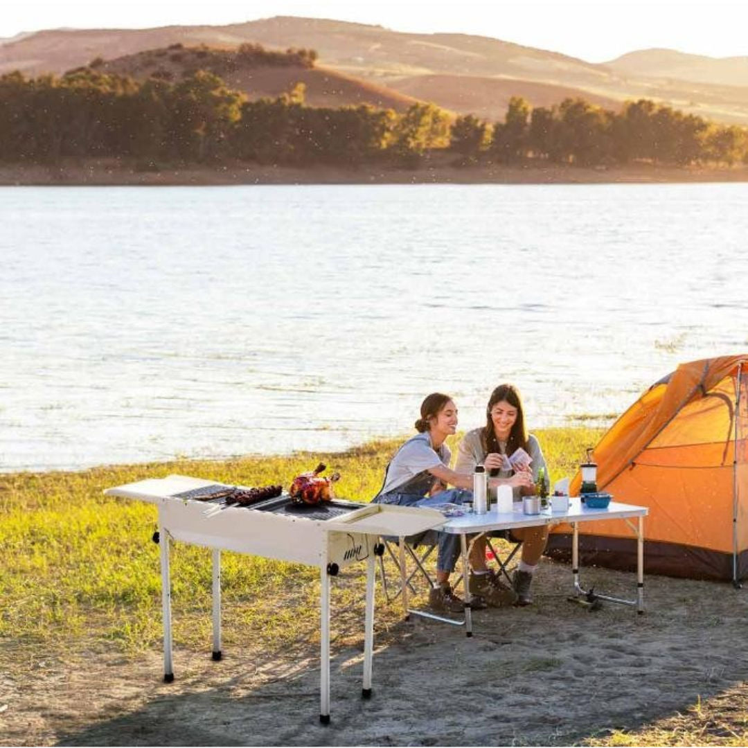 Porodo Lifestyle Camping Portable Charcoal Grill/Carbon Oven, White