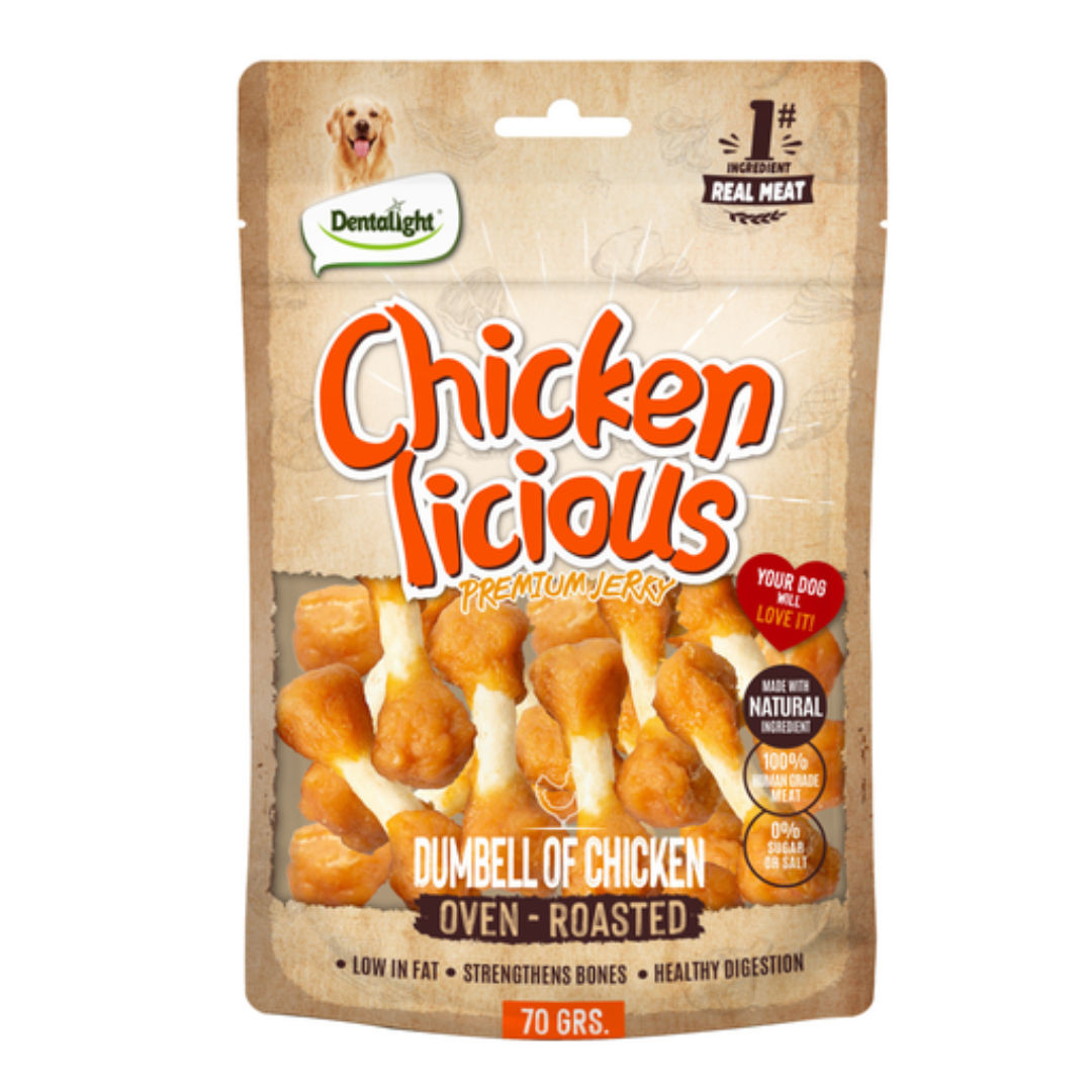 Dentalight Chicken Licious Jerky Treats For Dogs, 70gm