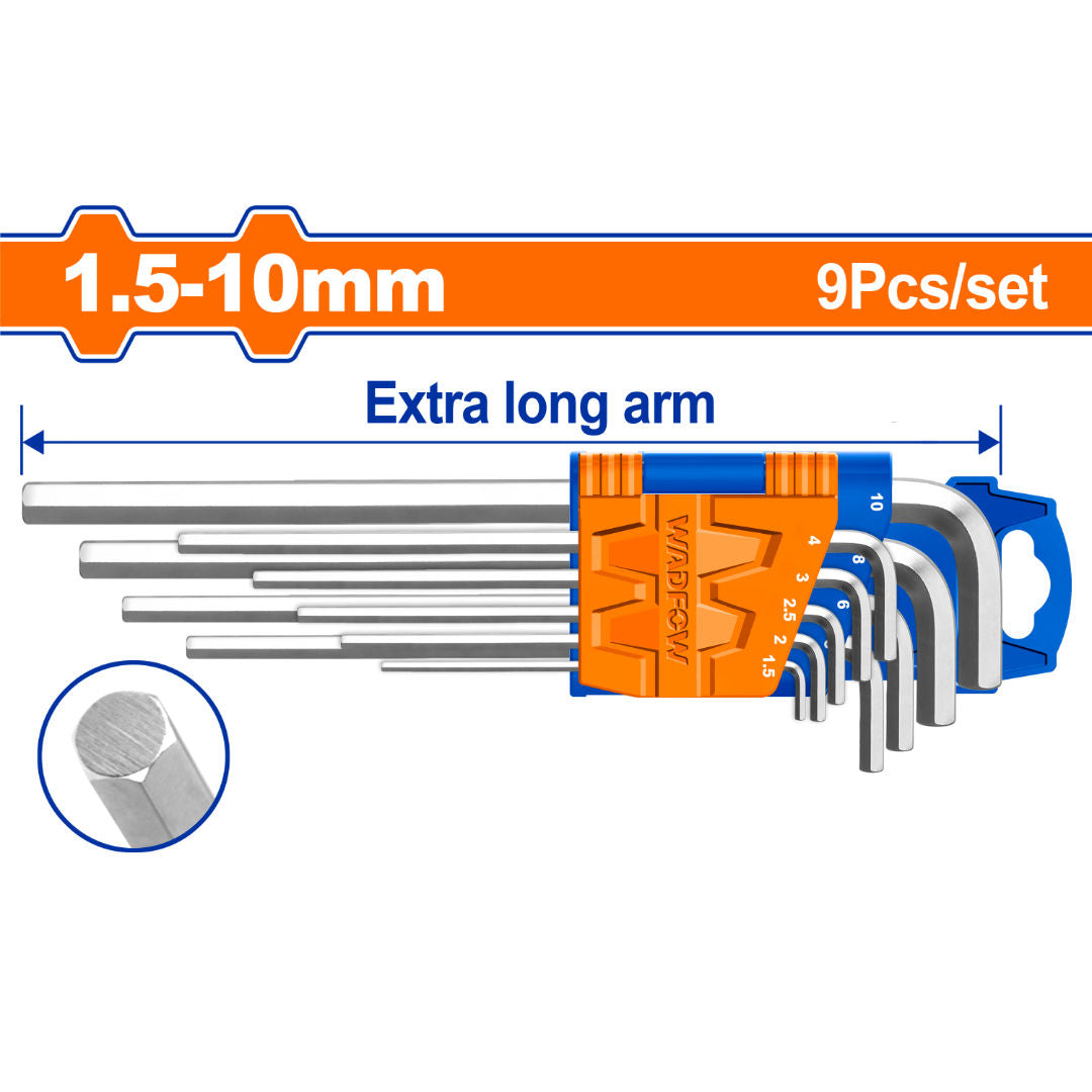 WADFOW Hex Key Set, 9 Pieces, Cr-V, 1.5mm–10 mm