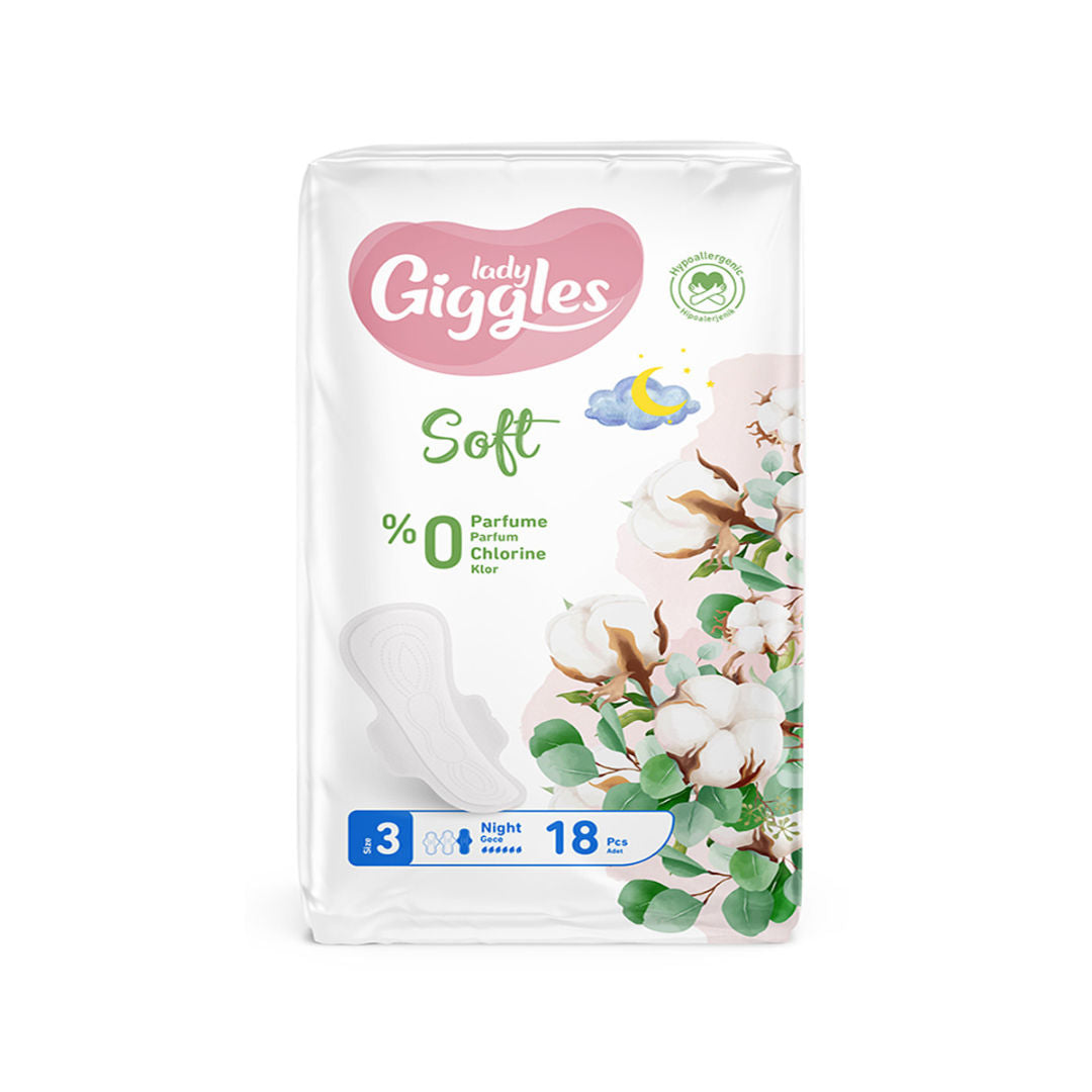 Giggles Lady Soft Sanitary Night Pads, Size 3, Pack of 18