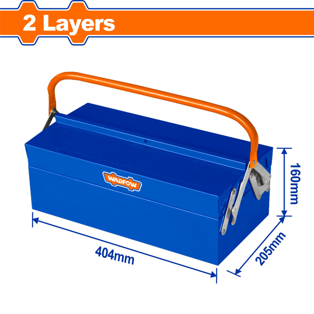 صندوق أدوات من الصلب من WADFOW، طبقتان، 420 × 205 × 160 مم مع صواني