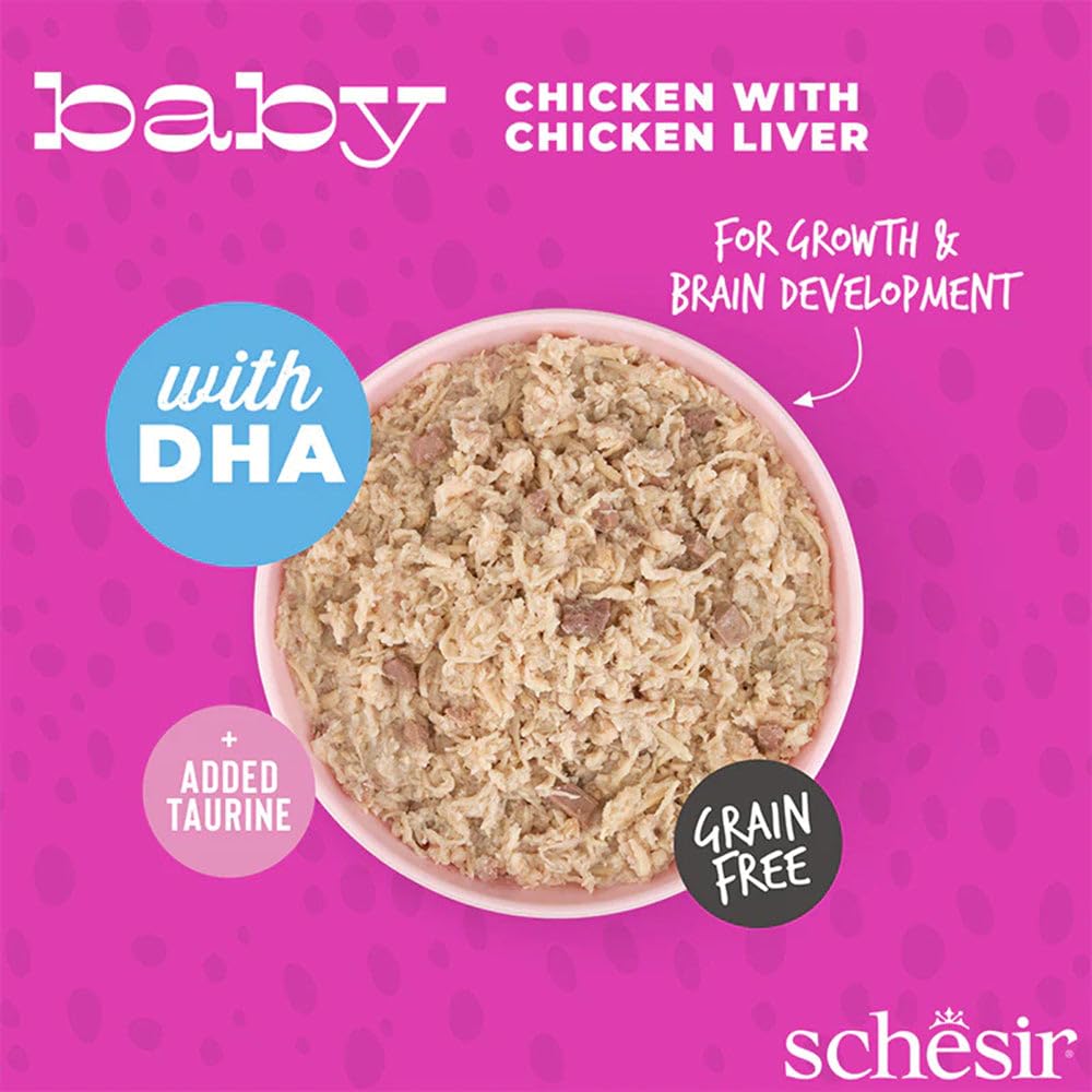 Schesir Baby Chicken with Chicken Liver Kitten Wet Food, Grain-Free, 70gm