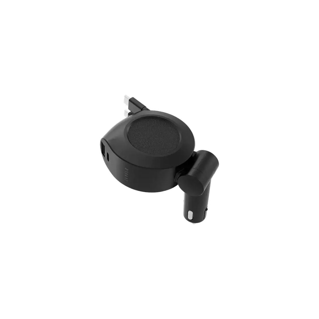 Levelo Orbis 4 In 1 Saffiano Leather Car Charger, Black