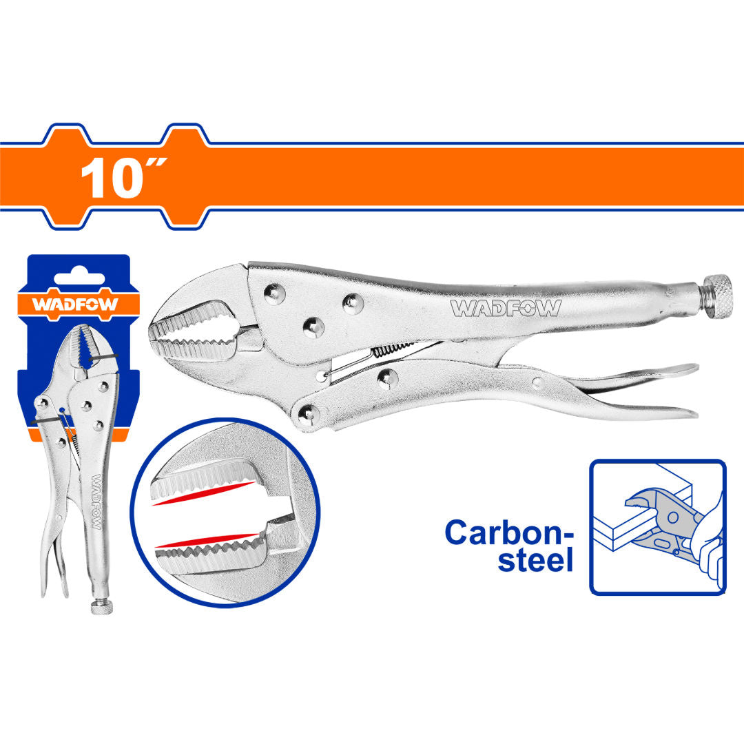 WADFOW Straight Jaw Plier 10", Carbon Steel, Nickel-Plated Finish, Opening Range