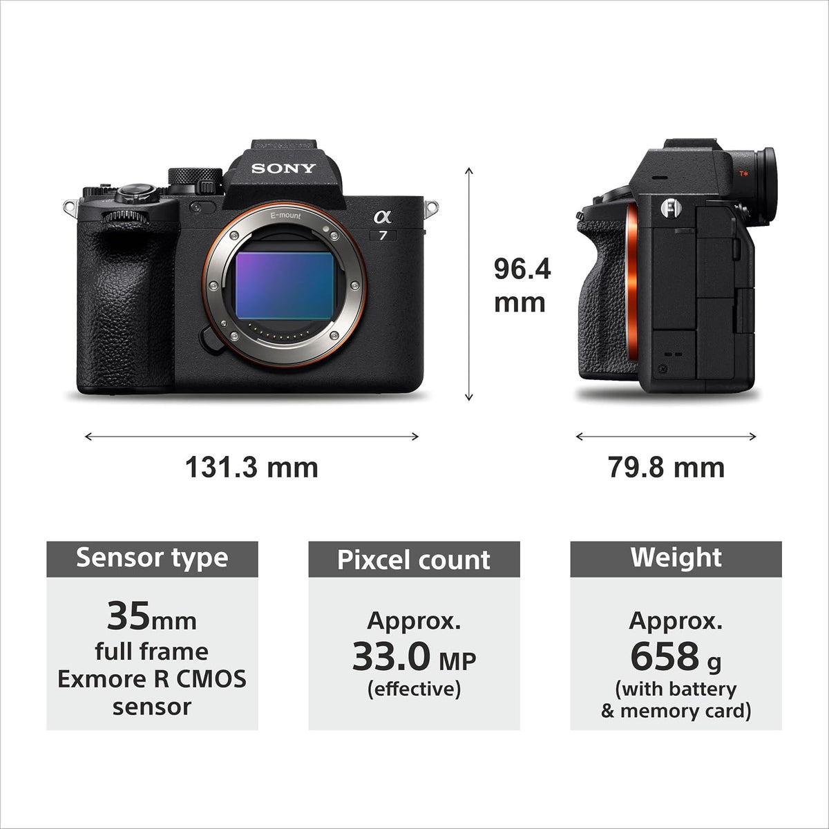 Sony Alpha 7 IV Full-Frame Mirrorless Camera, Body Only, 33MP Exmor R Sensor, 4K 60p, ILCE-7M4