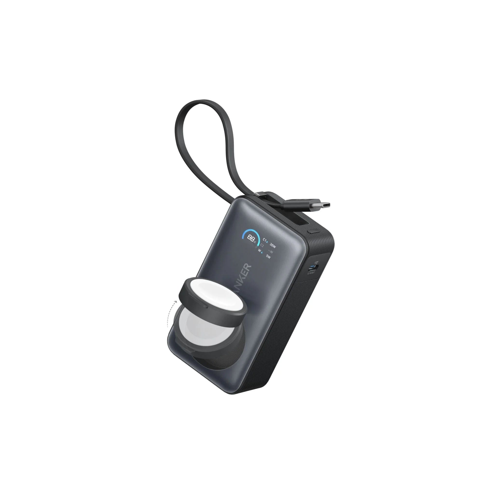 Anker PowerCore Nano 10000mAh PD 30W with Built-In USB-C Cable & Apple Watch Charger