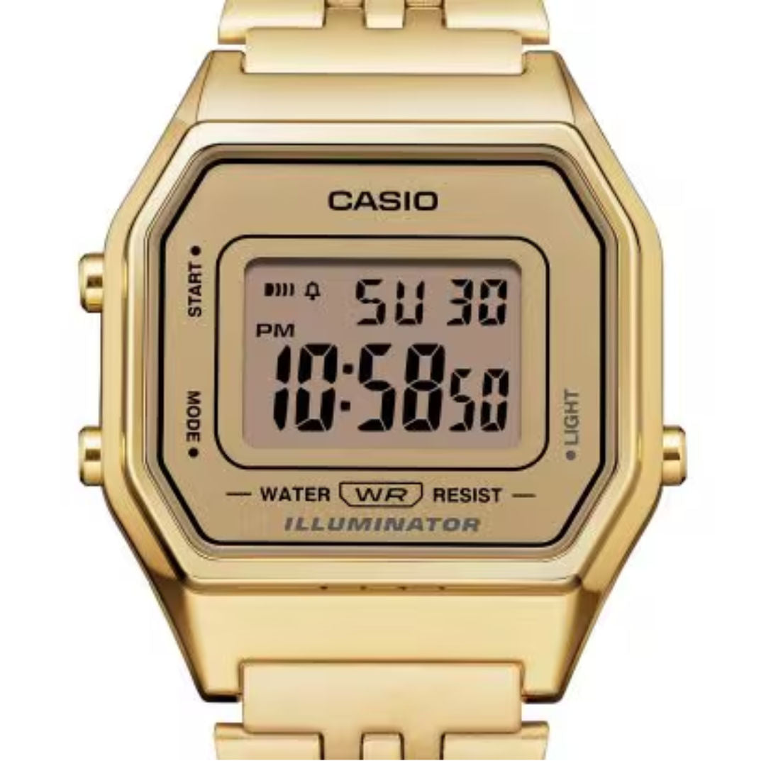 Casio Women's Digital Gold Dial Watch, LA680WGA Series