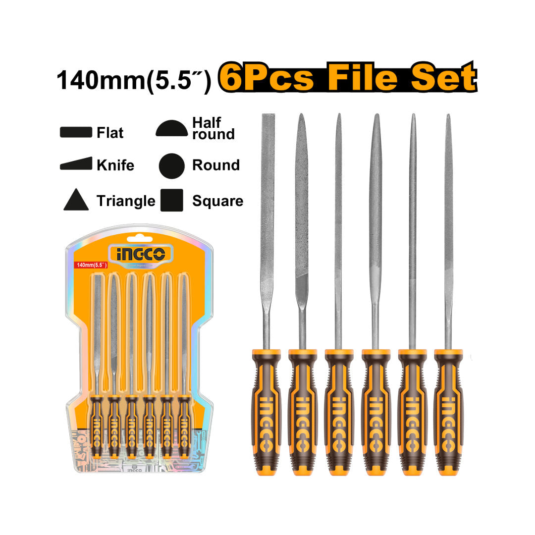 INGCO 6-Pcs File Set 140 Mm X 3 Mm