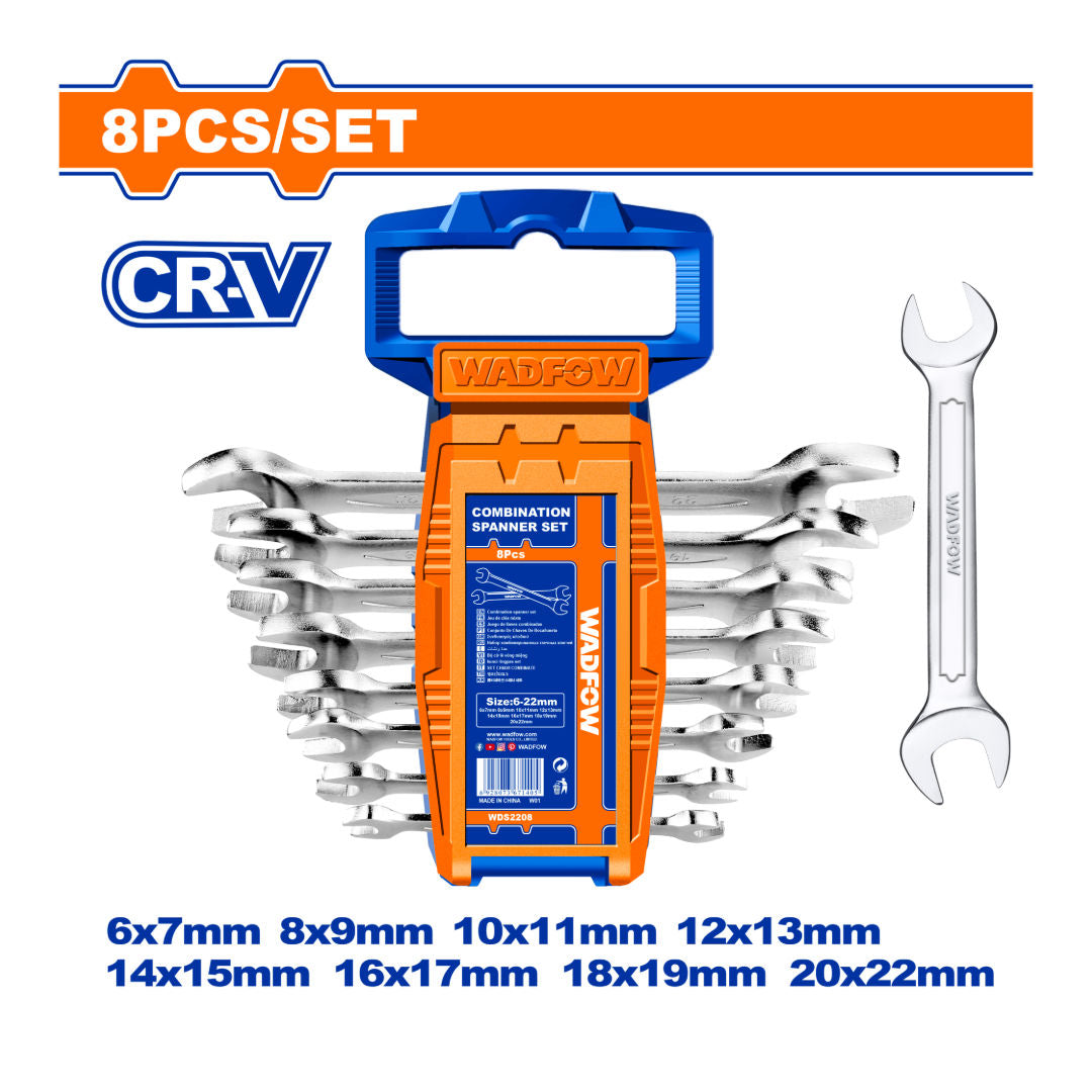 WADFOW Double Open-End Spanner Set, 8 pieces