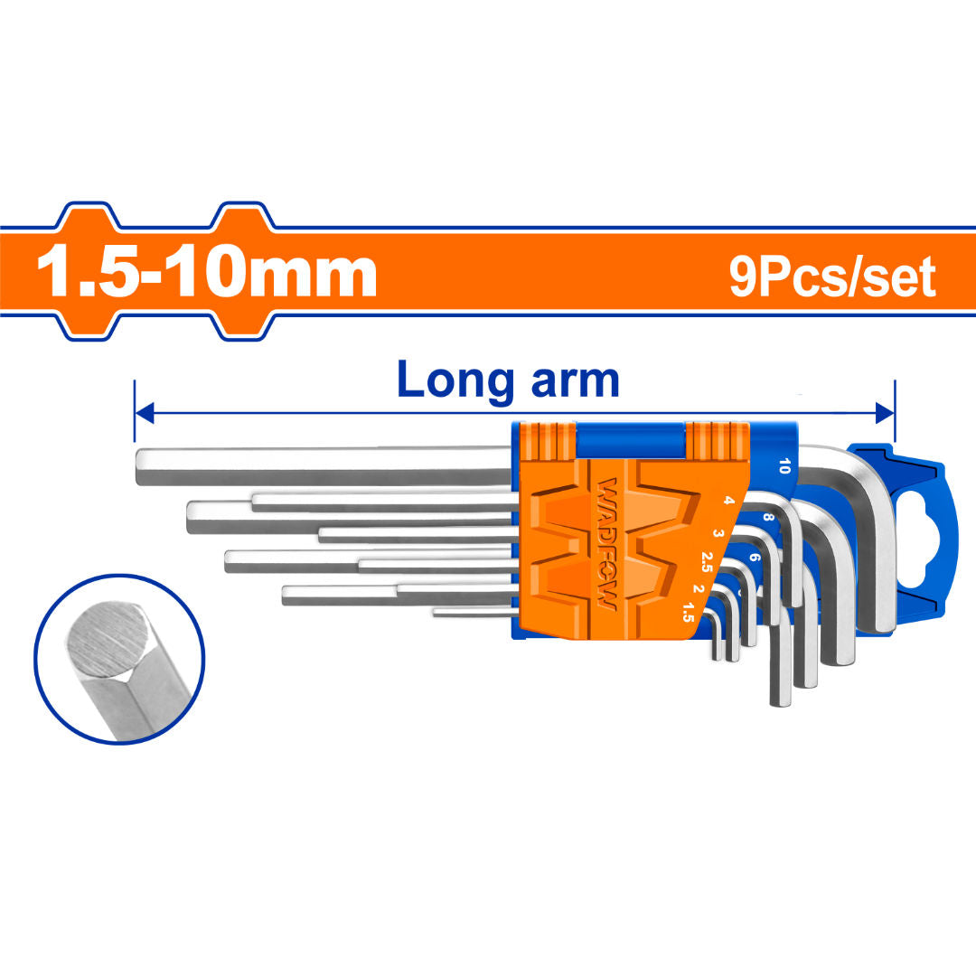 WADFOW Hex Key Set, 9 Pieces, Cr-V, 1.5mm–10 mm