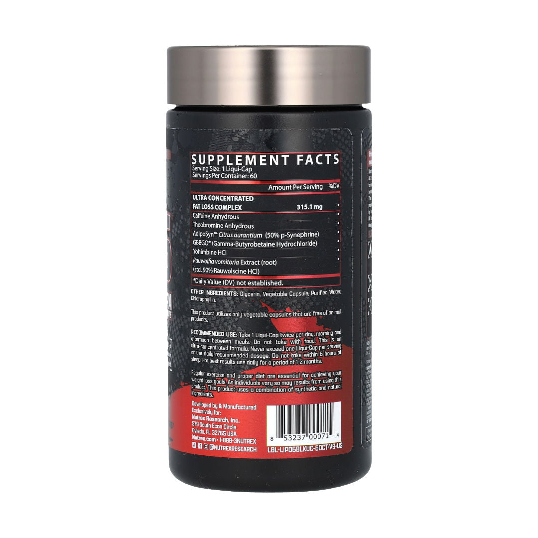 Nutrex Research Lipo-6 Black Ultra Concentrate, 60 Capsules Thermogenic Fat Burner