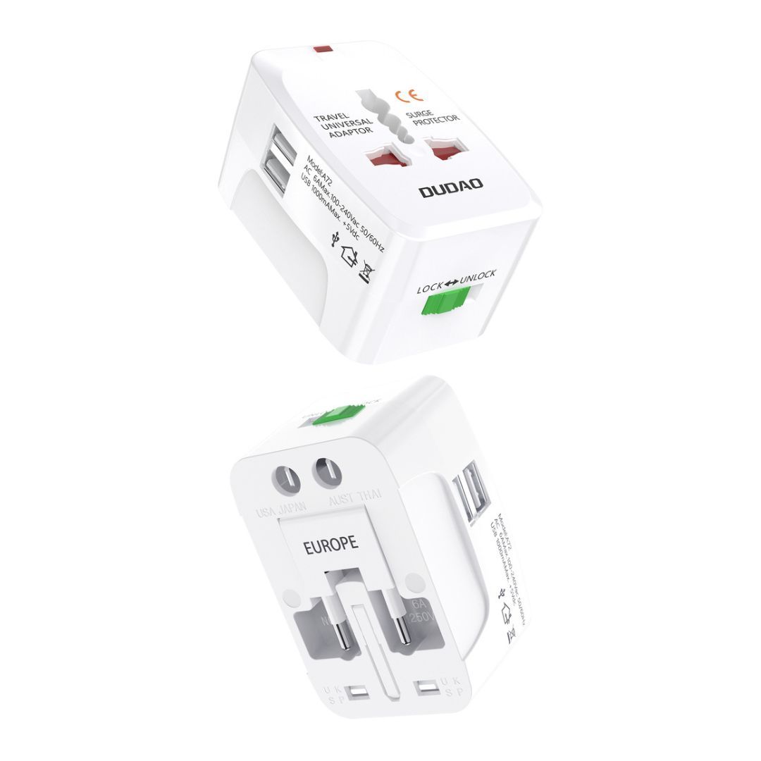 DUDAO A72 Universal Travel Charger Multi-Port Adapter, 5W, White