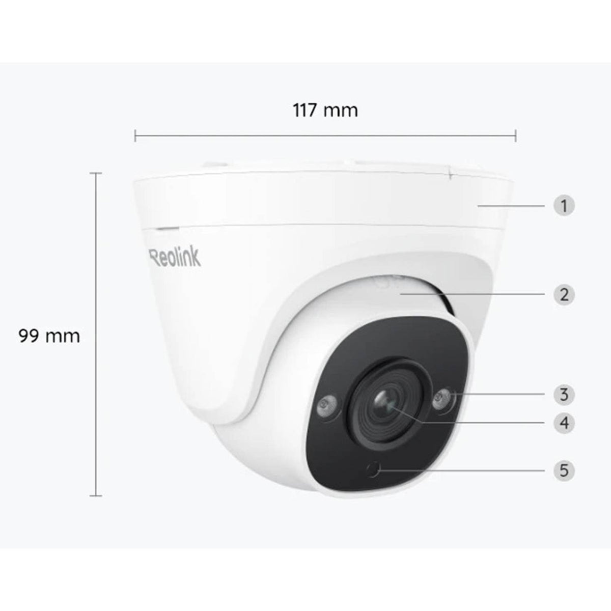 Reolink P324 5MP Super HD PoE Dome Security Camera-IP67, PC520AD2K01