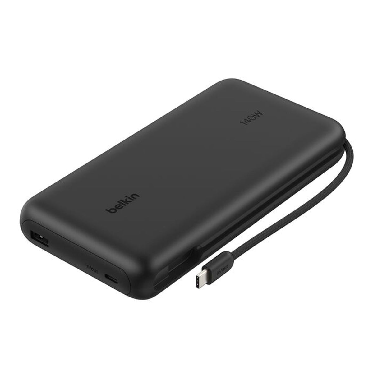Belkin 25K 140W Power Bank With Cable and Display, Black