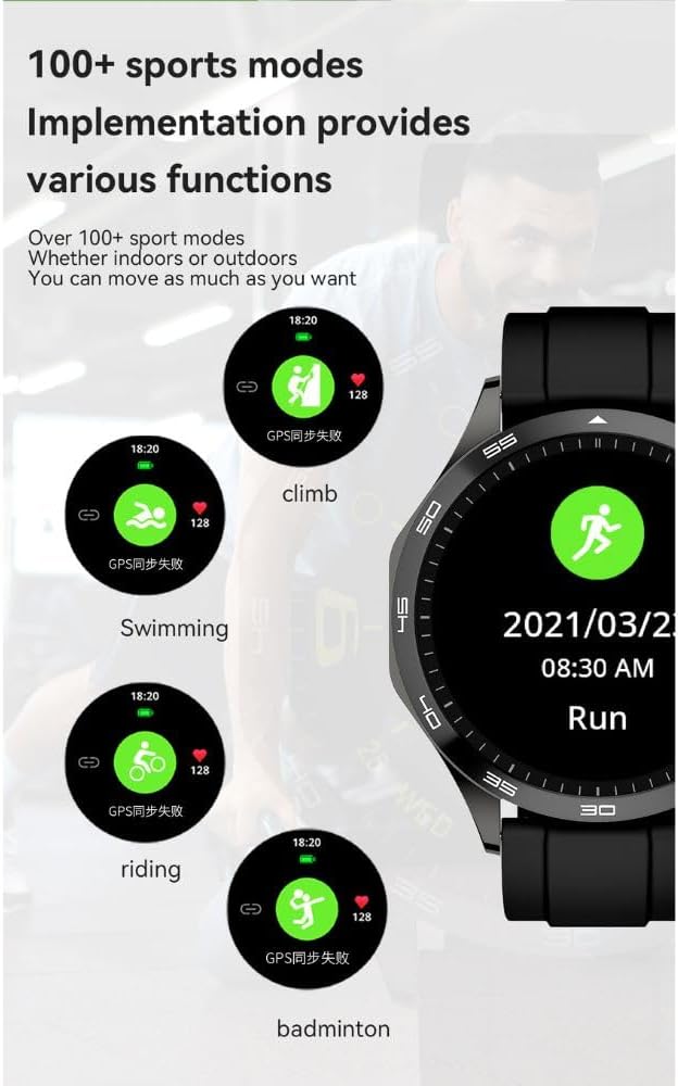 Telux Neo Smartwatch, 1.43 AMOLED, 300mAh Battery, IP68 Waterproof, Black