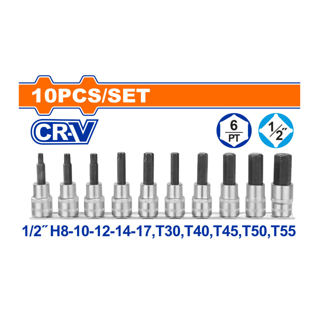 WADFOW 10-Pieces 1/2" Bit Socket Set