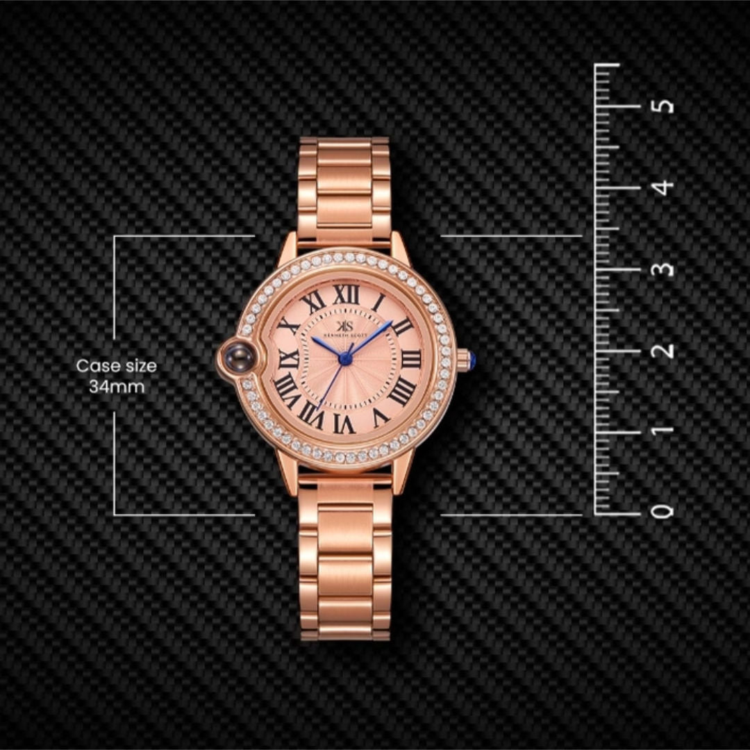 KENETH SCOTT Women's Rose Gold Dial Analog Watch, K22530-RBKK Series