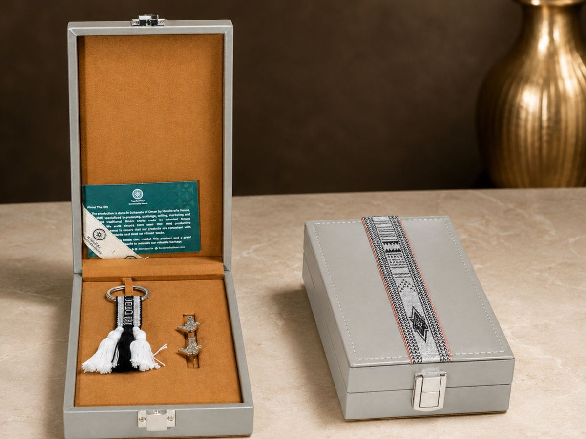 Keychain & Cufflinks Gift Set, Gold & Silver Finish, Assorted Colors