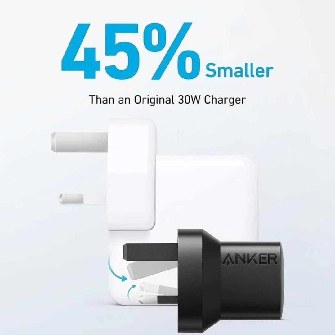 Anker 323 Dual-Port Fast Charger 33W with USB-C to USB-C Cable, PD & PowerIQ, Black