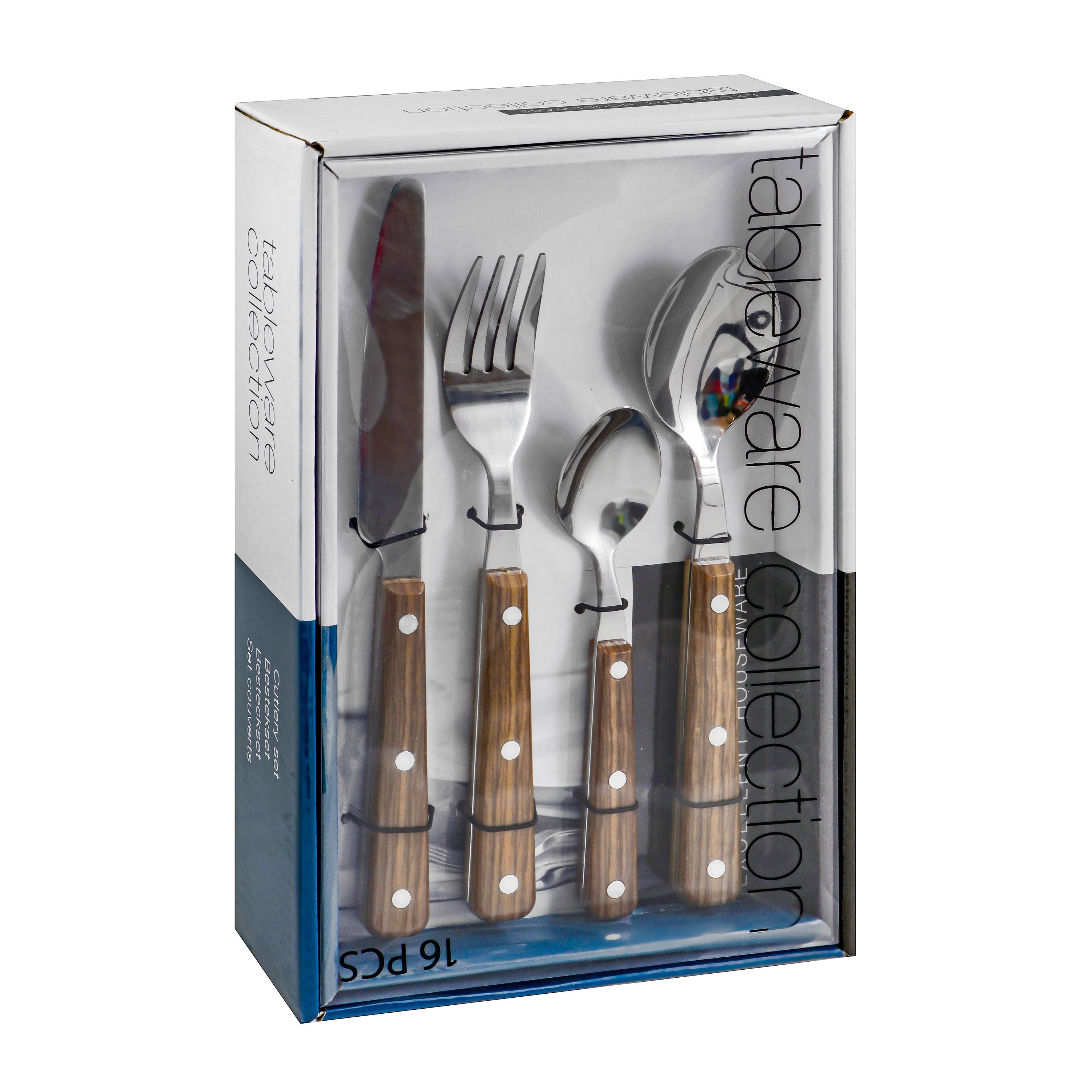 Excellent Houseware 16-Piece Cutlery Set Stainless Steel 430 with ABS Handles