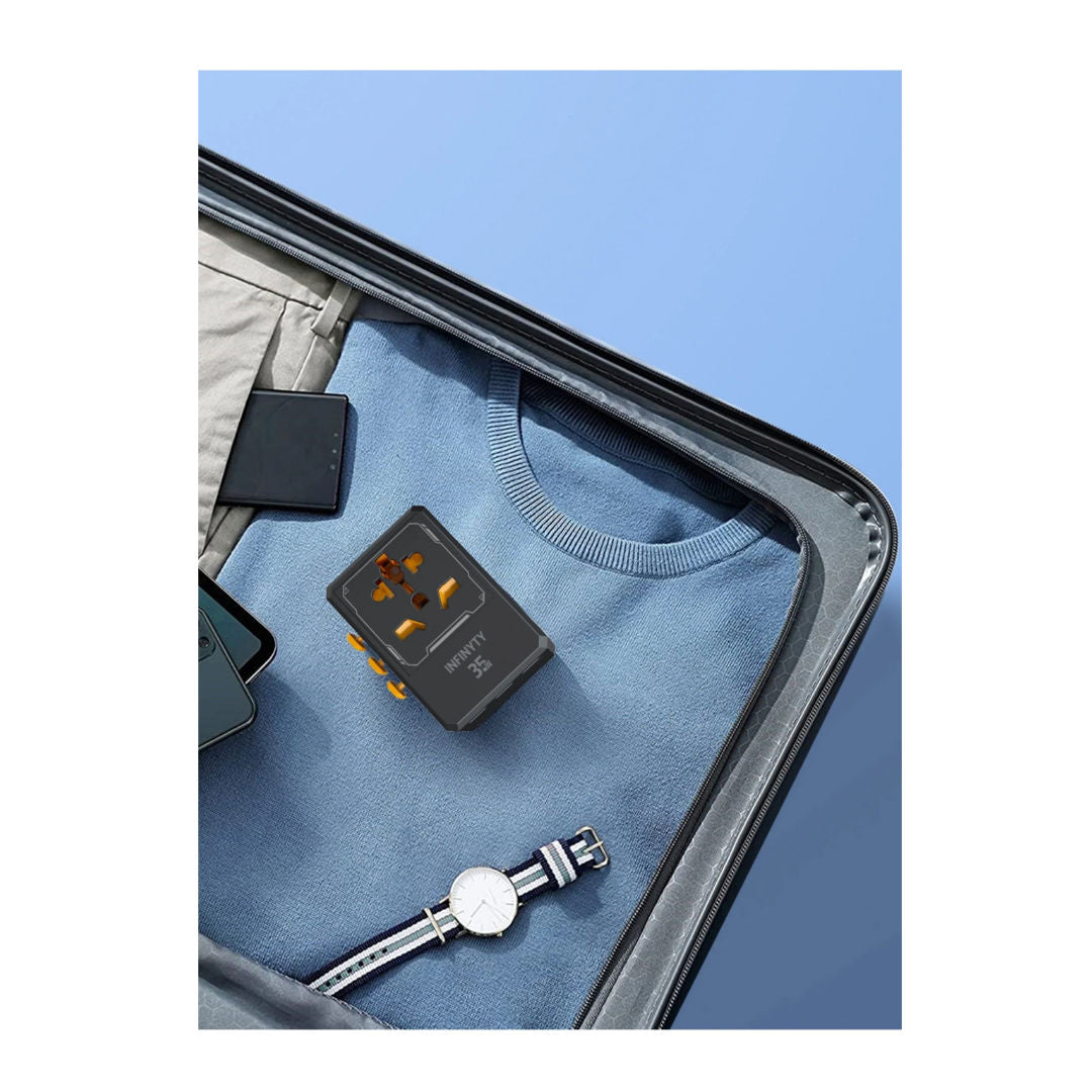 Infinyty Y127-C PD35W Universal Travel Adapter Atlas 35, Black