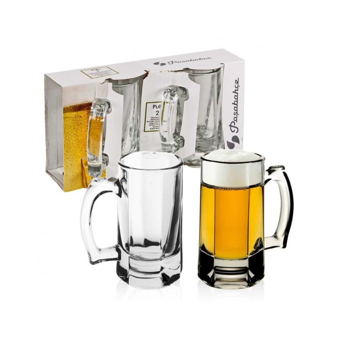 Pasabahce Glass Pub Beer And Juice Mug, 355ml, Set of 2