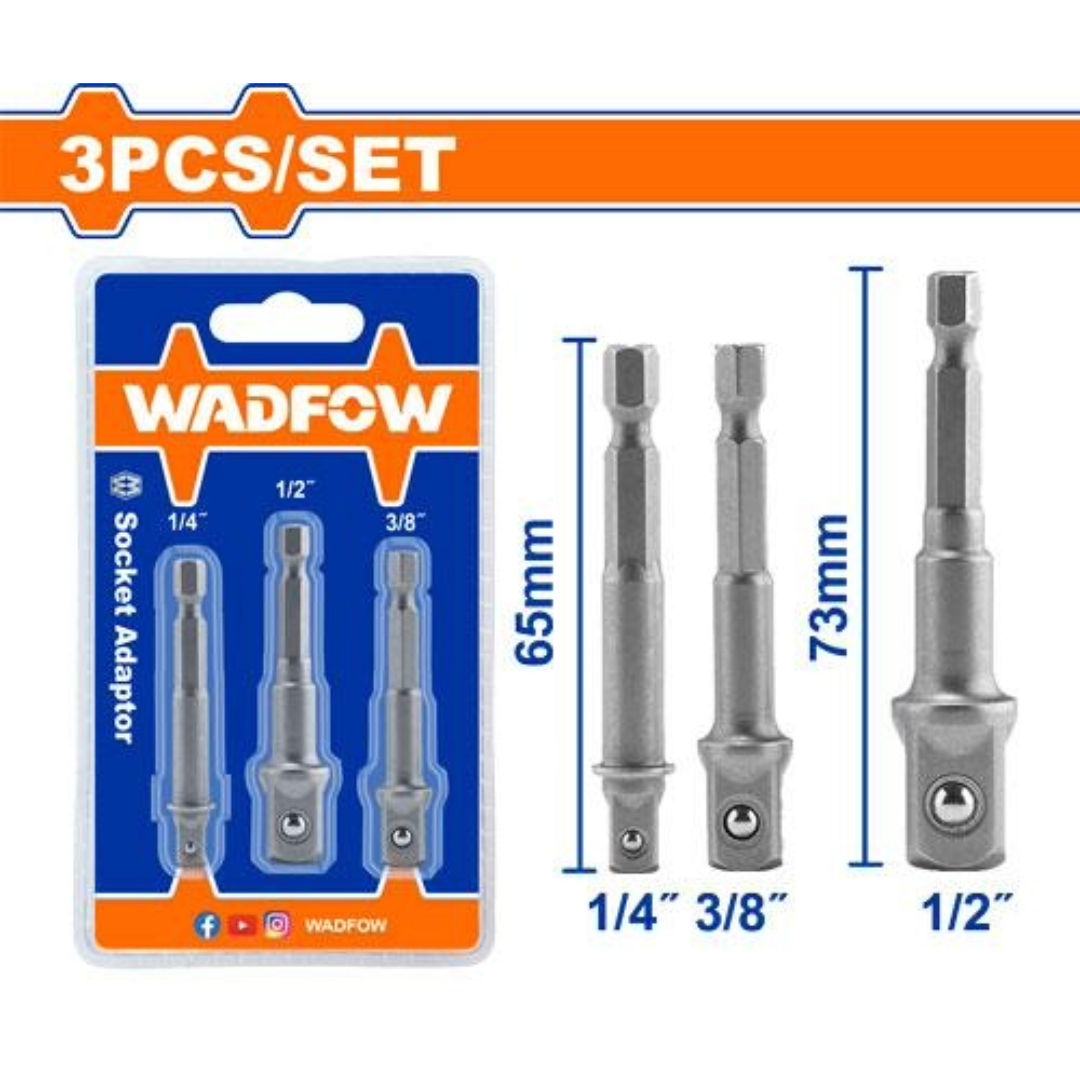 WADFOW 3 Pieces Socket Adaptor Set, 1/4", 3/8", 1/2"