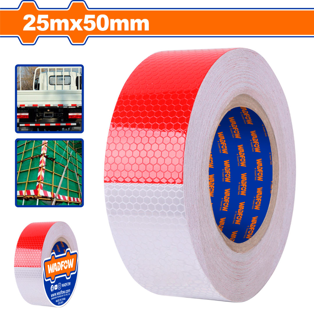 WADFOW Pet Reflective Tape, 25m × 50mm, 0.29mm, Red/White, High Reflection/Weather Resistance, Shrink + Color Paper