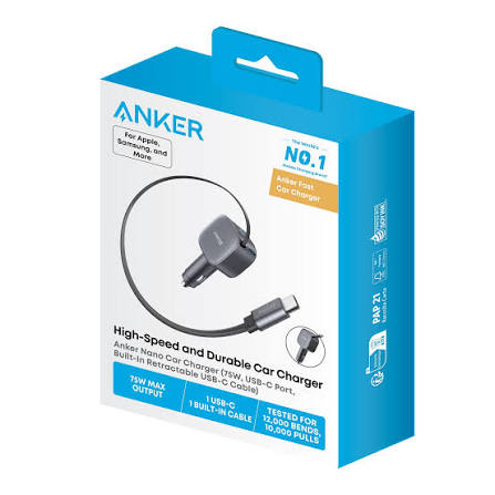Anker Nano Car Charger 75W Built in C-Cable