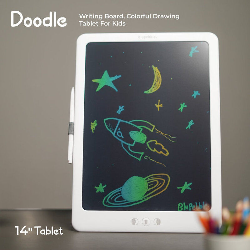 Blupebble 14-Inch Tablet Doodle Writing & Drawing Board for Kids, White