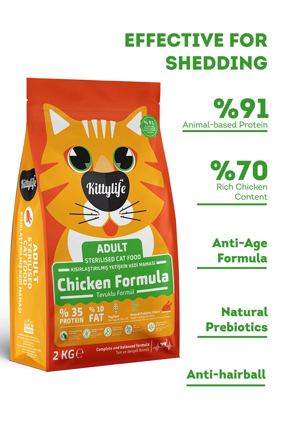 KittyLife Premium Sterilised Adult Dry Cat Food with Chicken, Weight Control, Immune Support & Digestive Care