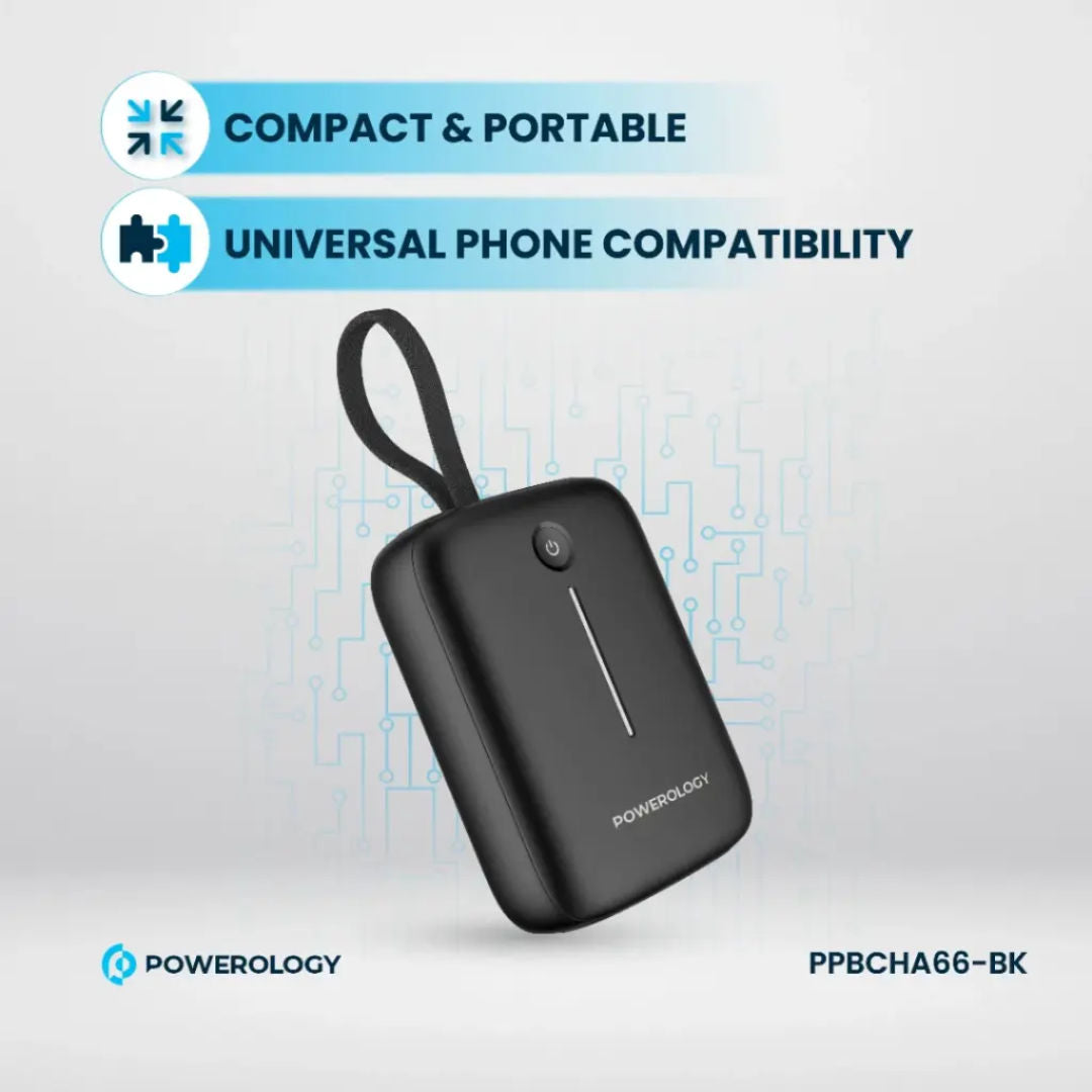 Powerology 10000mAh Power Bank, Compact and Portable