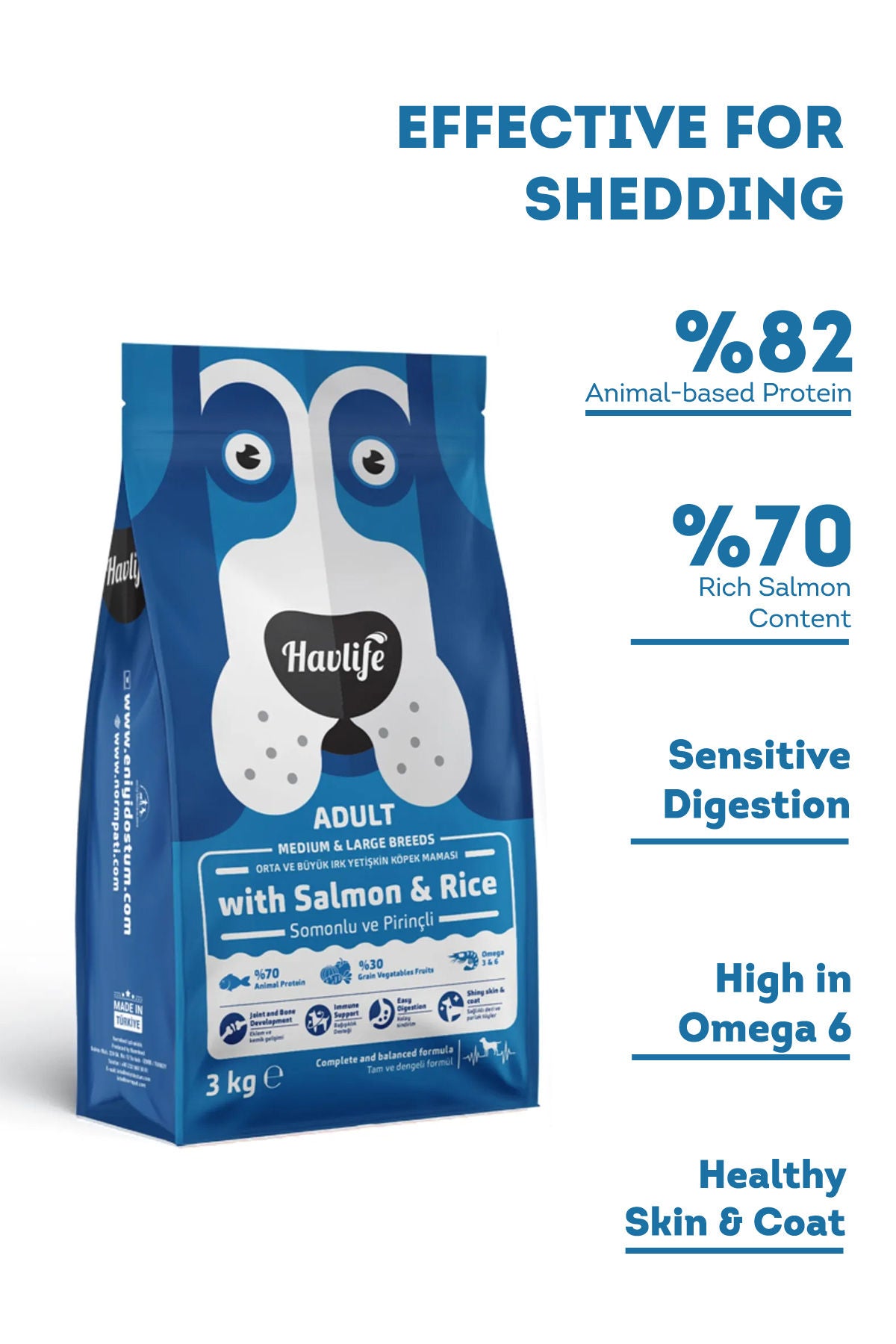 Havlife Premium Salmon & Rice Adult Dog Food for Medium & Large Breeds, High Protein, Joint Care, Shiny Coat & Strong Immunity, Balanced Nutrition