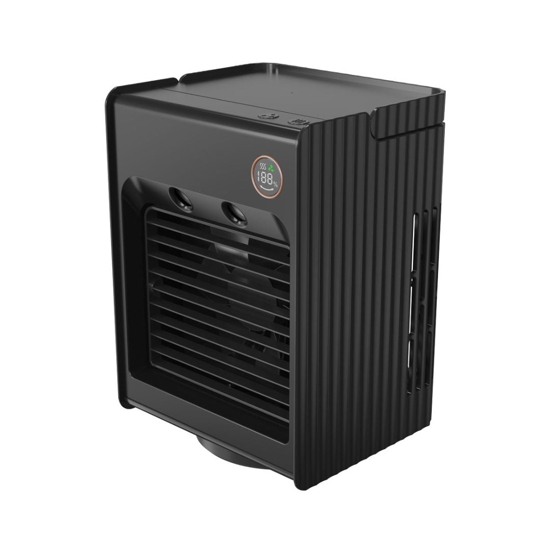 Porodo Lifestyle Air & Mist Portable Cooling Fan With Night Light, Black