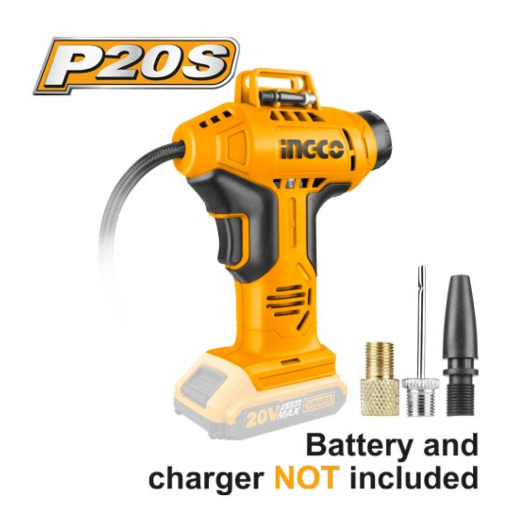INGCO Cordless Auto Air Compressor, 20V, 160 Psi