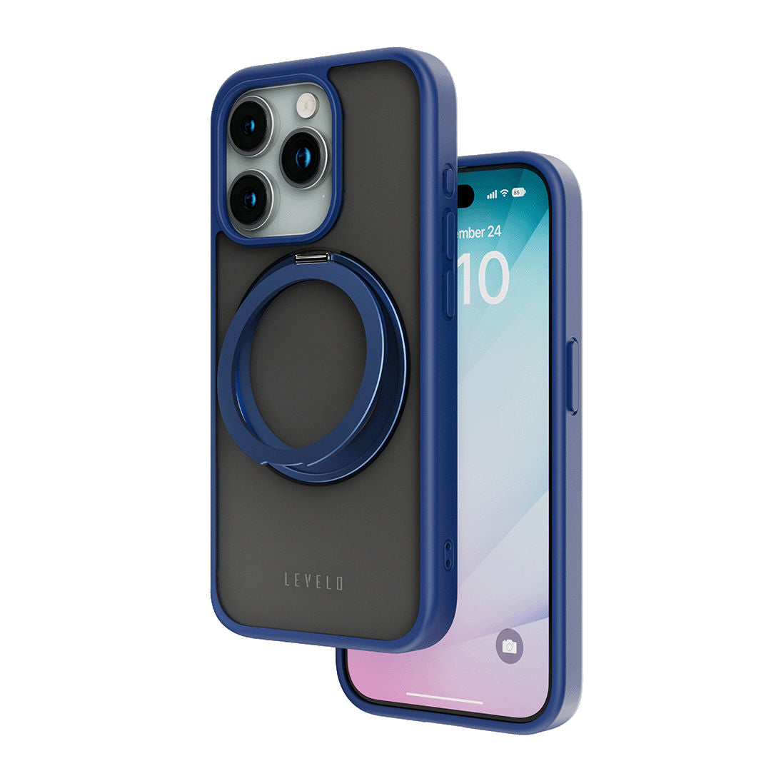 Levelo Ringo MagSafe Multi-Functional Kickstand Case For iPhone 15 Pro, Blue