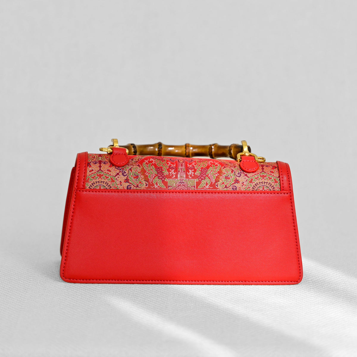 Jamila Designer Bamboo Embroidery Hand Bag, Red