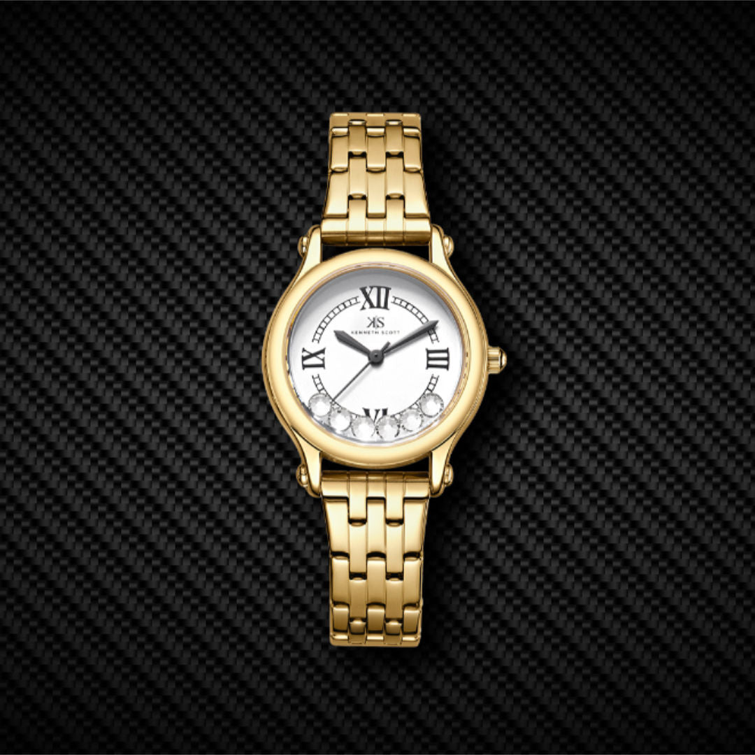 Kenneth Scott Women’s Analog Watch with Gold Stainless Bracelet, K25510-GBGW