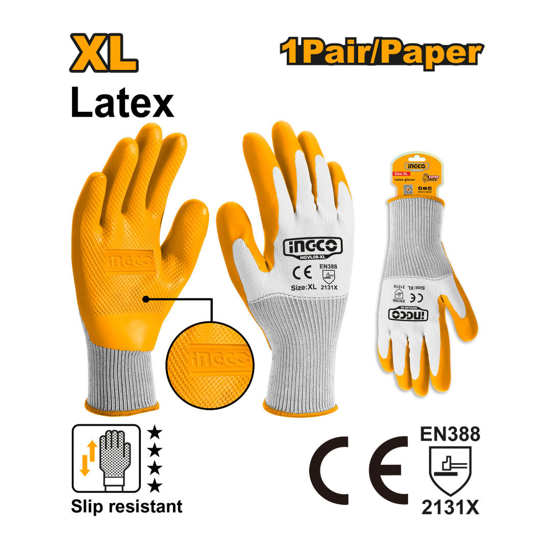 INGCO Latex-Coated Gloves, XL