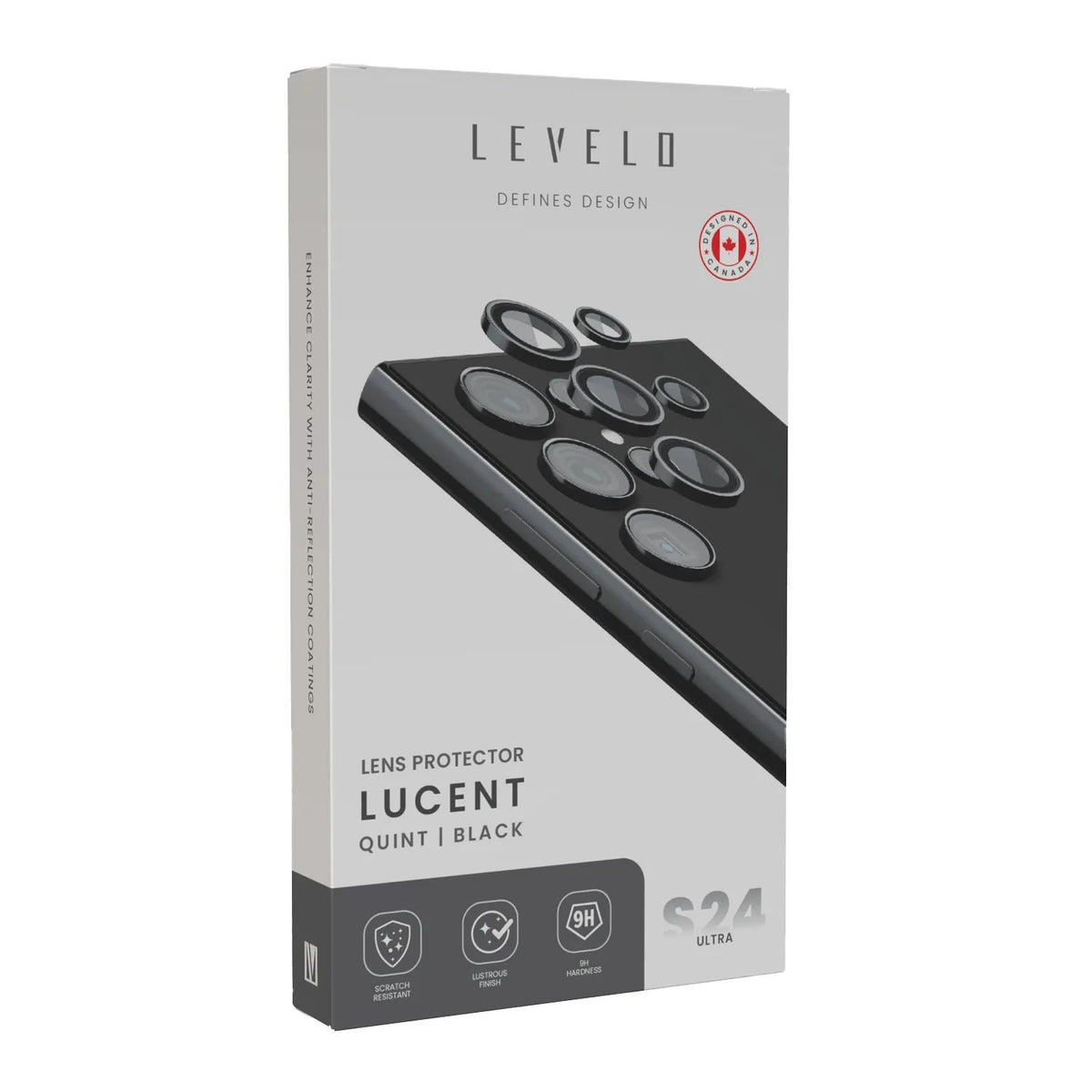 Levelo Quint Camera Lens For Samsung S24 Ultra, Black