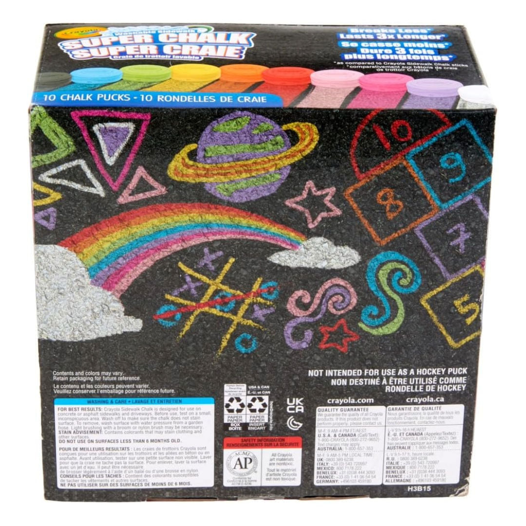 Crayola Washable Sidewalk SUPER CHALK Set, 10 Pieces